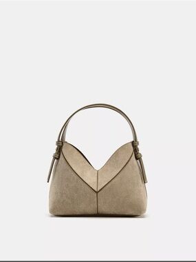 ZARA Mini Beige Linen Style Bag Top Handle + Crossbody New No Tags